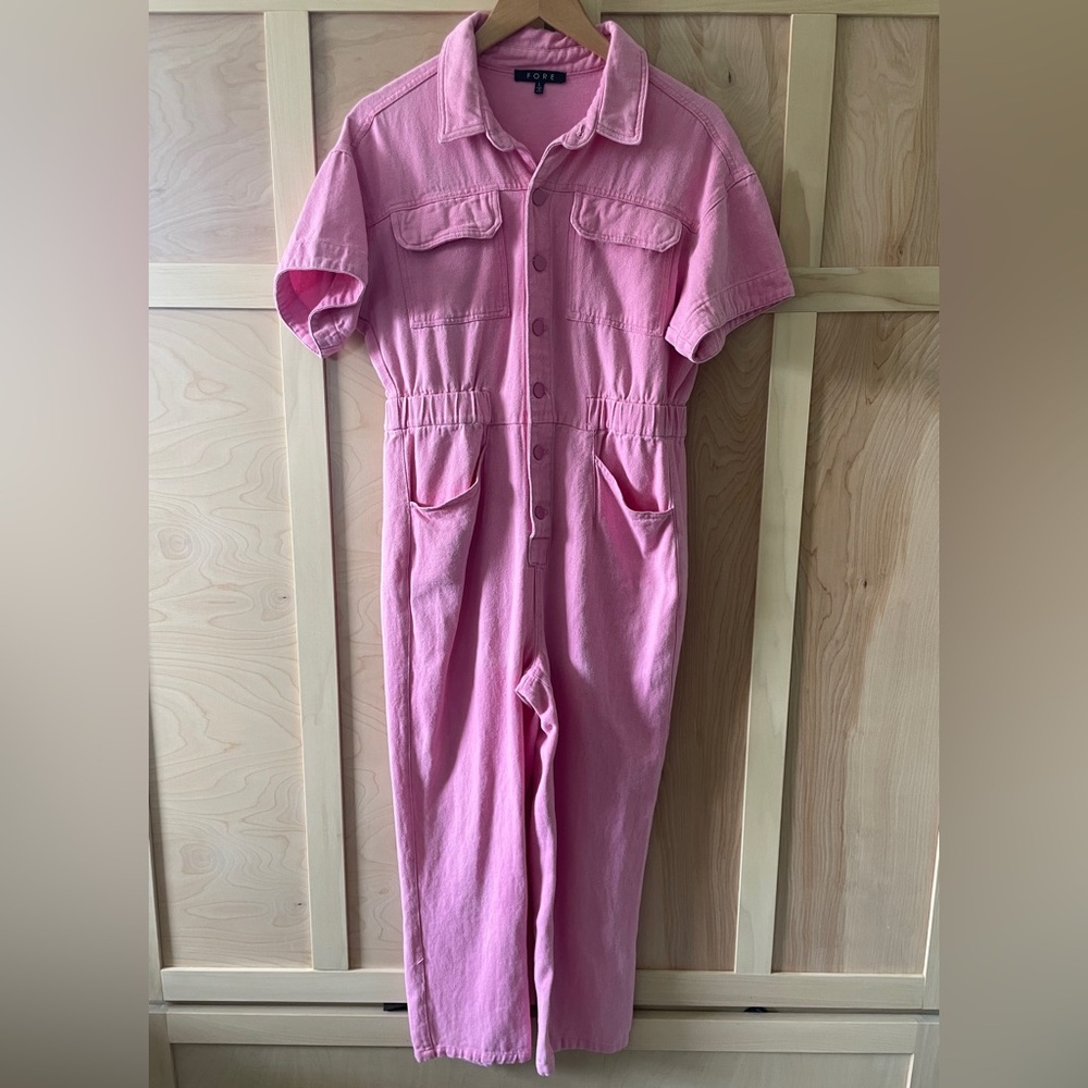 FORE Pink Denim Jumpsuit
